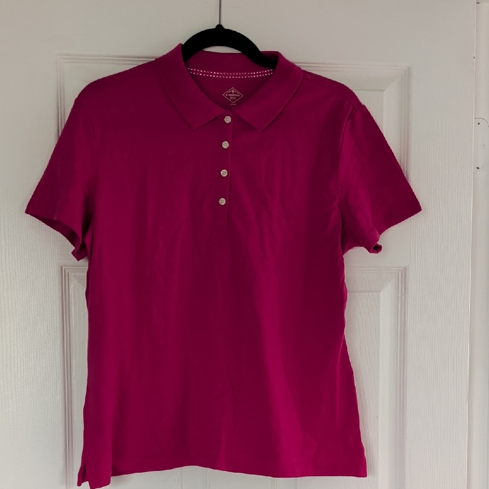 St. John's Bay Short-Sleeve Polo PL in Fuchsia Pink